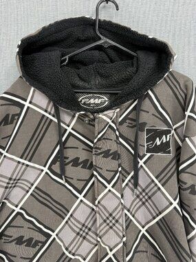 FMF Racing Faux Fur Hoodie Mens 2XL Pullover Sweater Y2K Grunge